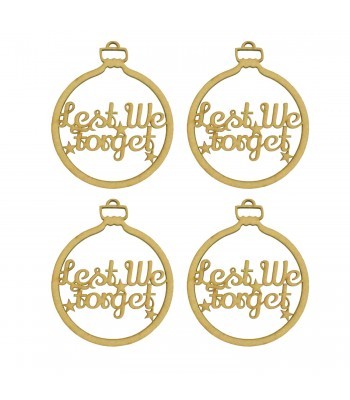 Laser Cut Pack of 4 Themed Baubles - Lest We Forget